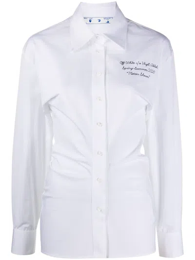 Off-white Draped-detail Long-sleeved Shirt In White
