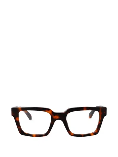 Off-white Eyewear Arrows Logo-detail Square-frame Glasses In 褐色