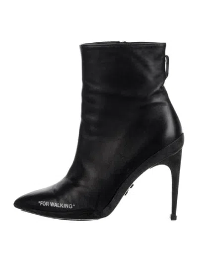Pre-owned Off-white 'for Walking' Leather Boots In Black