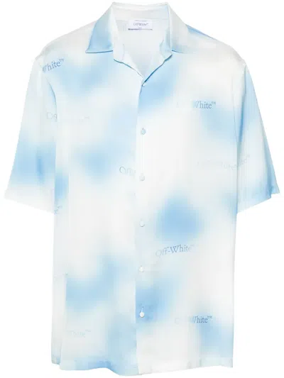 Off-white Gradient Bowling Shirt In Blue
