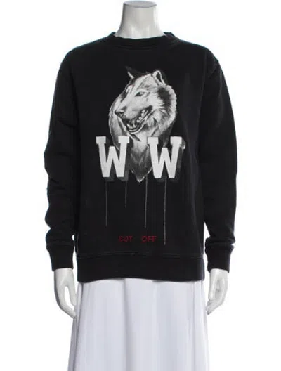 Pre-owned Off-white Graphic Print Crew Neck Sweatshirt In Black