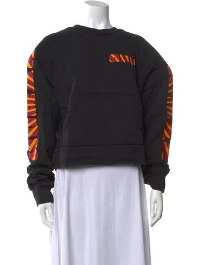 Pre-owned Off-white Graphic Print Crew Neck Sweatshirt In Black