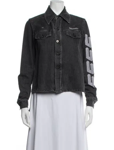 Pre-owned Off-white Graphic Print Denim Jacket In Grey