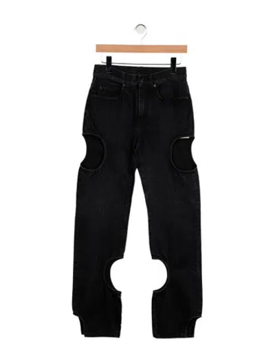 Pre-owned Off-white High-rise Straight Leg Jeans In Blue