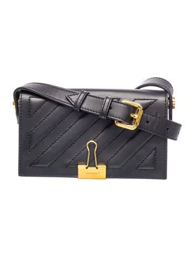 Pre-owned Off-white Leather Crossbody Bag In Black
