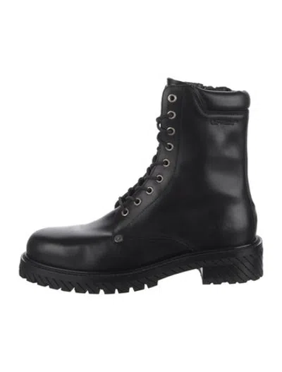 Pre-owned Off-white Leather Lace-up Boots In Black