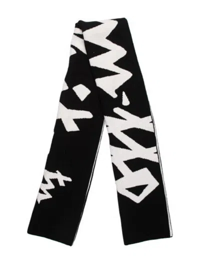 Pre-owned Off-white Logo Silk Scarf In Black