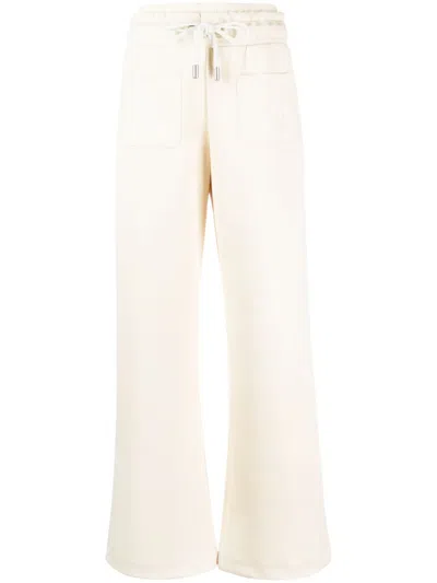 Off-white Logo-embroidered Flared Track Pants In Yellow
