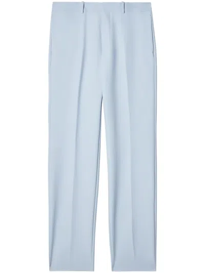 Off-white Logo-embroidered Straight-leg Trousers In Blue
