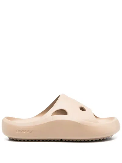 Off-white Meteor Rubber Pool Slides In Neutrals