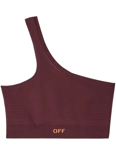 Off-white Off Stamp One-shoulder Sports Bra In Red