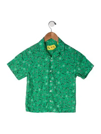 Pre-owned Off-white Babies' Paisley Logo Button Top In Green
