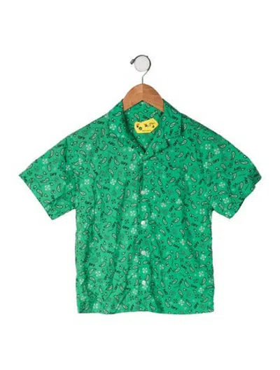 Pre-owned Off-white Babies' Paisley Logo Button Top In Green