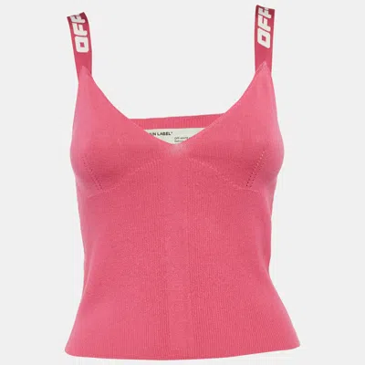 Pre-owned Off-white Pink Stretch Knit Logo Band Tank Top M