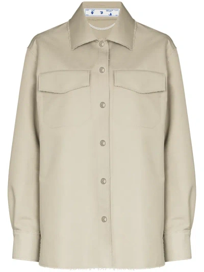 Off-white Raw-edge Shirt Jacket In Light Grey