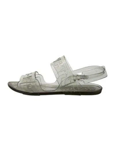 Pre-owned Off-white Rubber Graphic Print Sandals In Metallic/silver