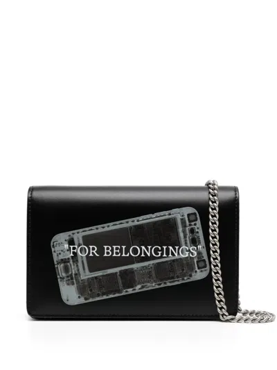 Off-white Slogan-print Leather Crossbody Bag In Schwarz