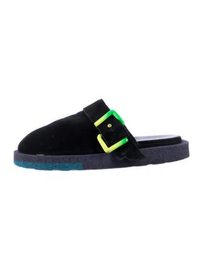 Pre-owned Off-white Sponge Clogs Suede Sandals In Blue