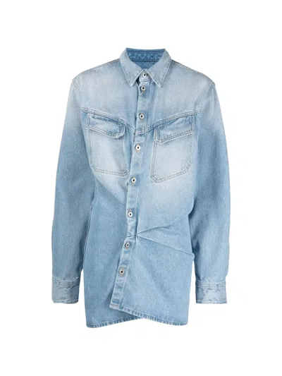 Off-white Toy Box Twisted Shirt In Blue