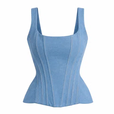 Ofuure Women's Blue Light Denim Hana Corset Top