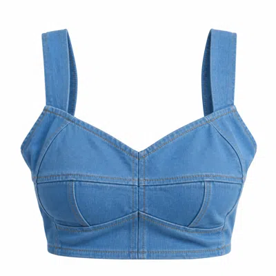 Ofuure Women's Blue Light Denim Serena Crop Top