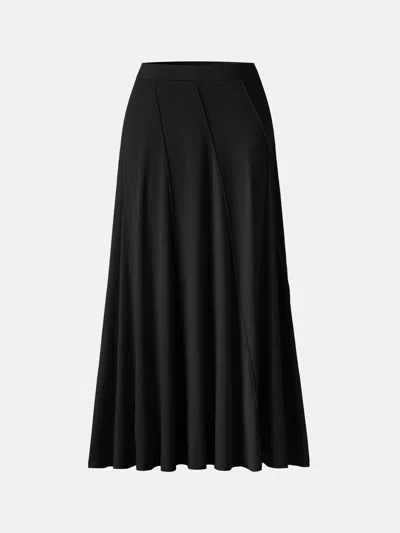 Oglmove Litewarm Mid-rise Curved A-line Maxi Skirt In Black