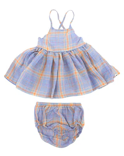 Oh Baby Mandras Plaid Party Dress (panty To 2-3) In Blue