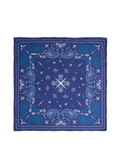 Olah Paisley Silk Bandana Scarf 20 In Blue