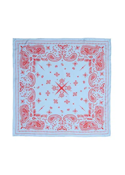 Olah Paisley Silk Bandana Scarf 20 In Blue