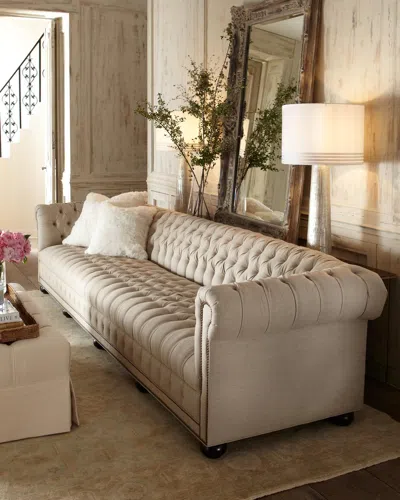 Old Hickory Tannery Hudson Tufted-linen Sofa, 76"l