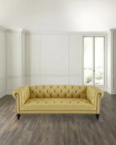 Old Hickory Tannery Morgan Sunshine Leather Chesterfield Sofa 86"