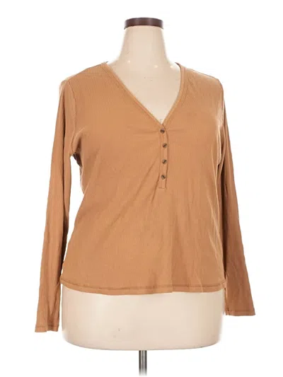 Pre-owned Old Navy Long Sleeve Henley Shirt In Brown