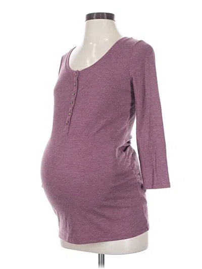 Pre-owned Old Navy - Maternity Long Sleeve Henley Shirt In Purple