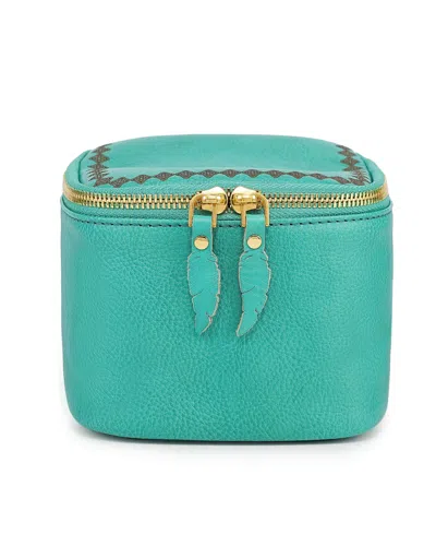 Old Trend Celosia Cube Leather Jewelry Case In Aqua