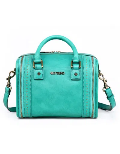 Old Trend Mini Trunk Genuine Leather Structured Crossbody In Aqua