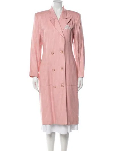 Pre-owned Oleg Cassini Striped Coat In Pink