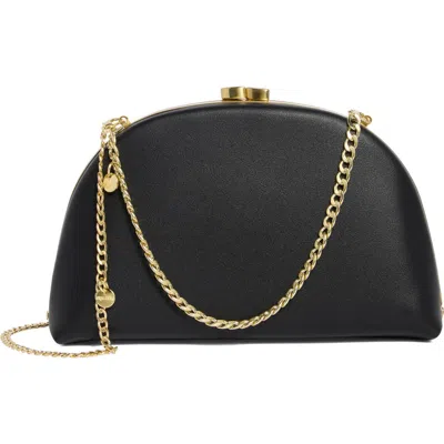 Olga Berg Celeste Curved Faux Leather Clutch In Black