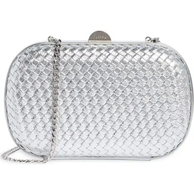 Olga Berg Ella Woven Clutch In Silver