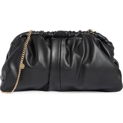 Olga Berg Nix Gathered Soft Faux Leather Frame Clutch In Black