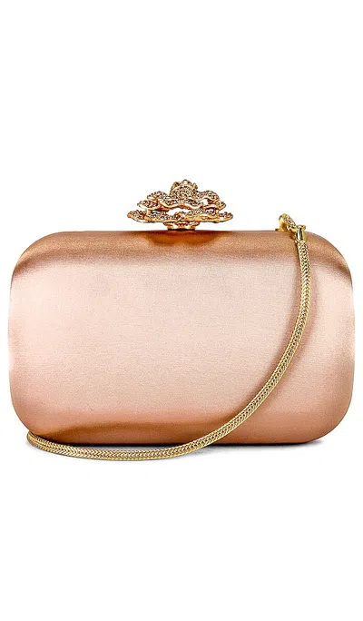 Olga Berg Rosa Crystal Lock Clutch In Champagne
