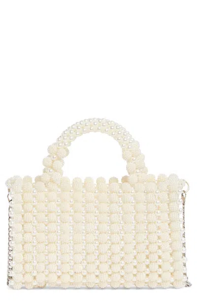 Olga Berg Sally Imitation Pearl Top Handle Bag In Neutral