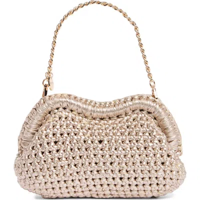 Olga Berg Taylor Crochet Clutch In Gold