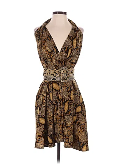 Pre-owned Olivaceous Tank Top Gold Plunge Neckline Tops