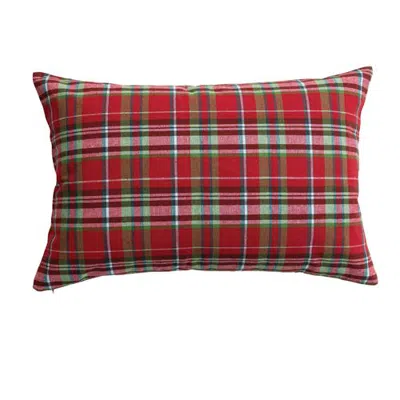 Olive Grove Artisan Plaid Cotton Lumbar Pillow In Multicolor