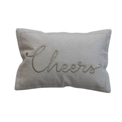 Olive Grove Embroidered Cheers Lumbar Pillow In Gold And Cream