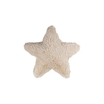 Olive Grove Faux Fur Star Pillow In Cream