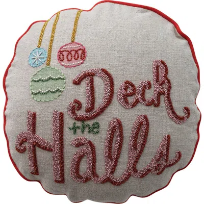 Olive Grove Linen Deck The Halls Ornament Pillow In Multicolor
