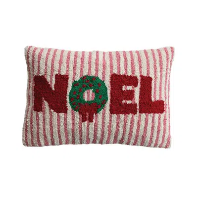 Olive Grove Noel Wreath Tufted Cotton & Polyester Lumbar Pillow In Multicolor