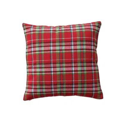 Olive Grove Plaid Patchwork Cotton Throw Pillow In Multicolor