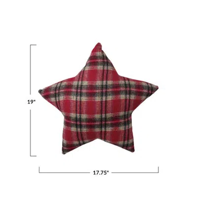 Olive Grove Plaid Patchwork Star Pillow In Multicolor